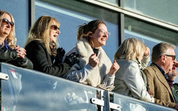 Hospitality guests at Fontwell cheering for the racing